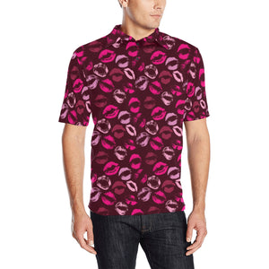 Lips Pattern Print Design 03 Men's All Over Print Polo Shirt