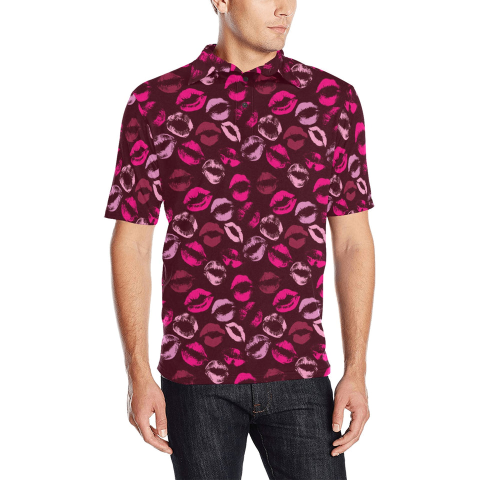 Lips Pattern Print Design 03 Men's All Over Print Polo Shirt