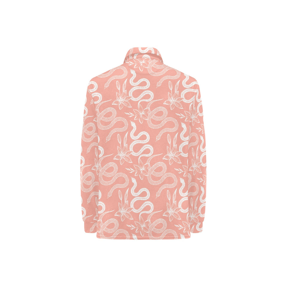 Snake lilies flower pattern Women's Long Sleeve Polo Shirt