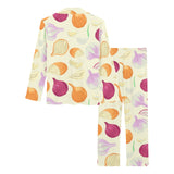 Onion garlic white red pattern Women's Long Pajama Set