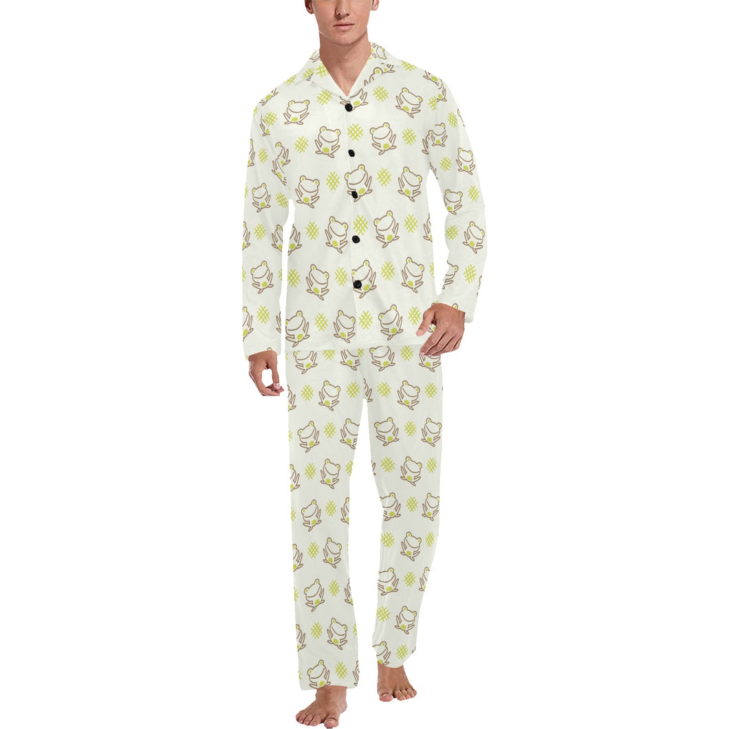 Cute cartoon frog baby pattern Men's Long Pajama Set