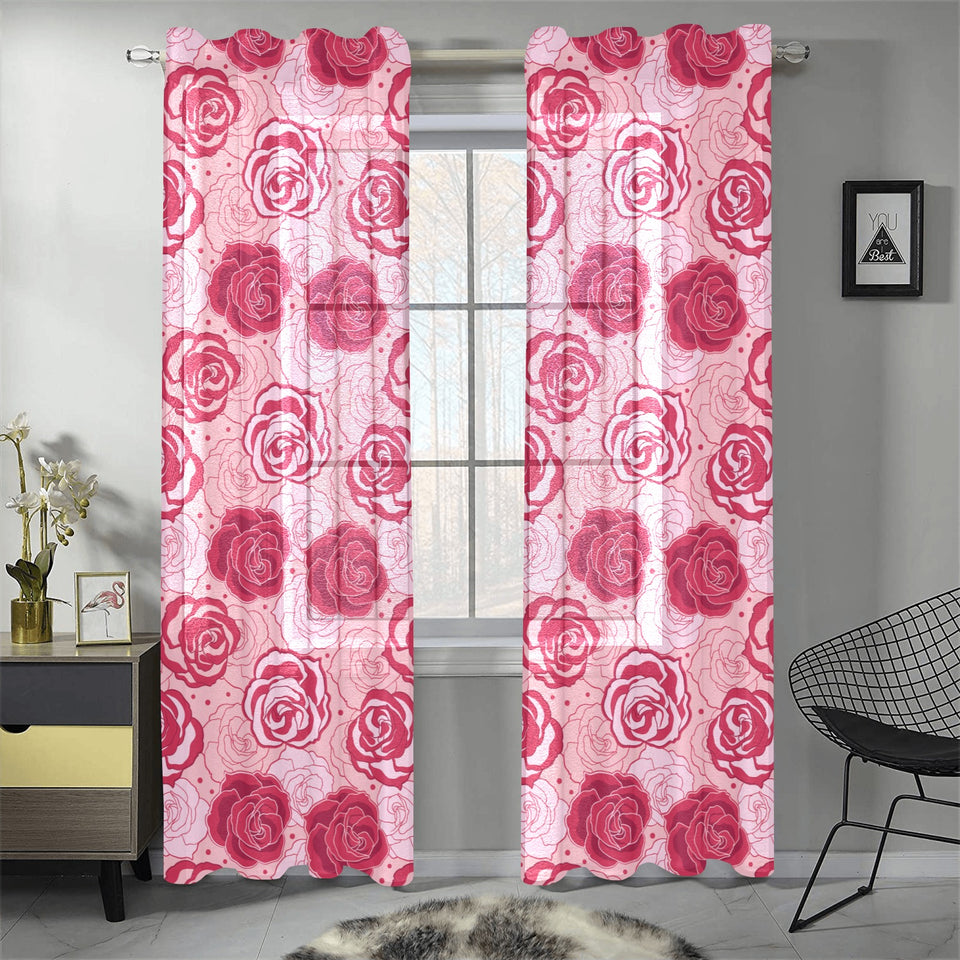 Rose Pattern Print Design 02 Gauze Curtain