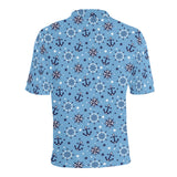 Anchors rudder compass star nautical pattern Men's All Over Print Polo Shirt