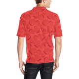 strawberry pattern red background Men's All Over Print Polo Shirt