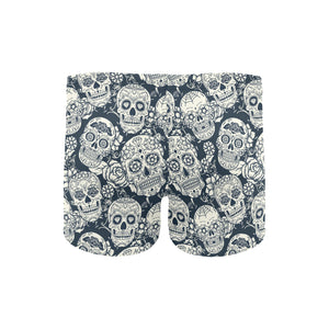 Sugar skull black white pattern Men's Swimming Trunks