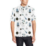 Hand drawn space elements space rocket star planet Men's All Over Print Polo Shirt