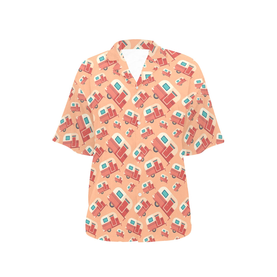 Camper Van Pattern Print Design 03 Women's All Over Print Hawaiian Shirt