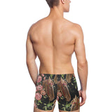 Horse head wild roses pattern Men's Swimming Trunks