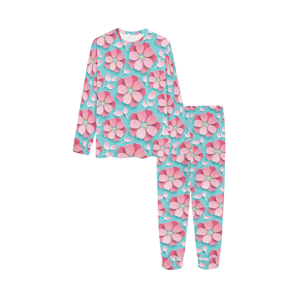 3D sakura cherry blossom pattern Kids' Boys' Girls' All Over Print Pajama Set