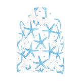 Watercolor starfish pattern Men's Padded Hooded Jacket