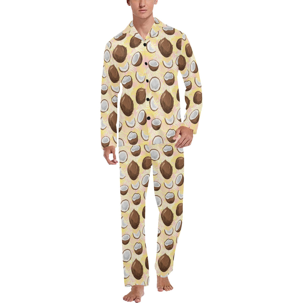 Coconut Pattern Print Design 05 Men's Long Pajama Set