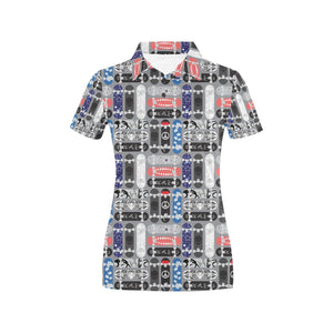 Skate Board Pattern Print Design 04 Women's All Over Print Polo Shirt