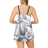 Guava tropical hand drawn pattern Chest Sexy Pleated Two Piece Swim Dress