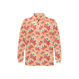 Camper Van Pattern Print Design 03 Men's Long Sleeve Polo Shirt