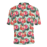 Beautiful flamingo tropical palm leaves hibiscus p Men's All Over Print Polo Shirt