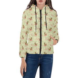 Yorkshire Terrier Pattern Print Design 01 Women's Padded Hooded Jacket