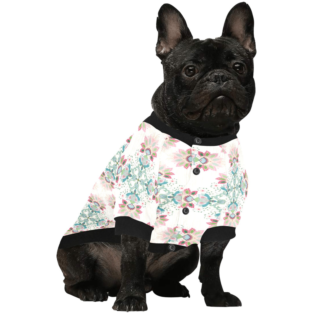 Square floral indian flower pattern All Over Print Pet Dog Round Neck Fuzzy Shirt