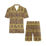 Egypt Hieroglyphics Pattern Print Design 03 Men's V-Neck Short Pajama Set