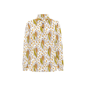 Corn Pattern Print Design 02 Women's Long Sleeve Polo Shirt