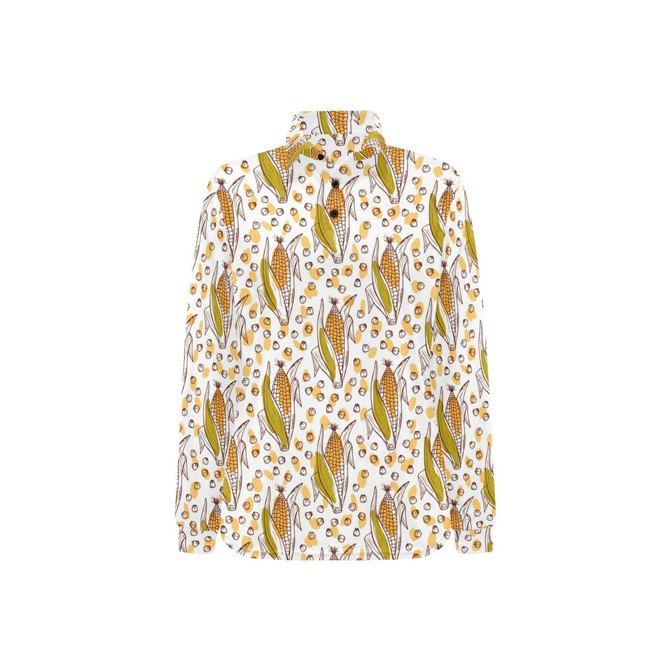 Corn Pattern Print Design 02 Women's Long Sleeve Polo Shirt