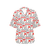 Red mushroom dot pattern Women's All Over Print Hawaiian Shirt
