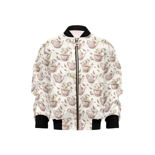 Tea pots Pattern Print Design 03 Kids' Boys' Girls' Bomber Jacket