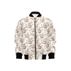 Tea pots Pattern Print Design 03 Kids' Boys' Girls' Bomber Jacket