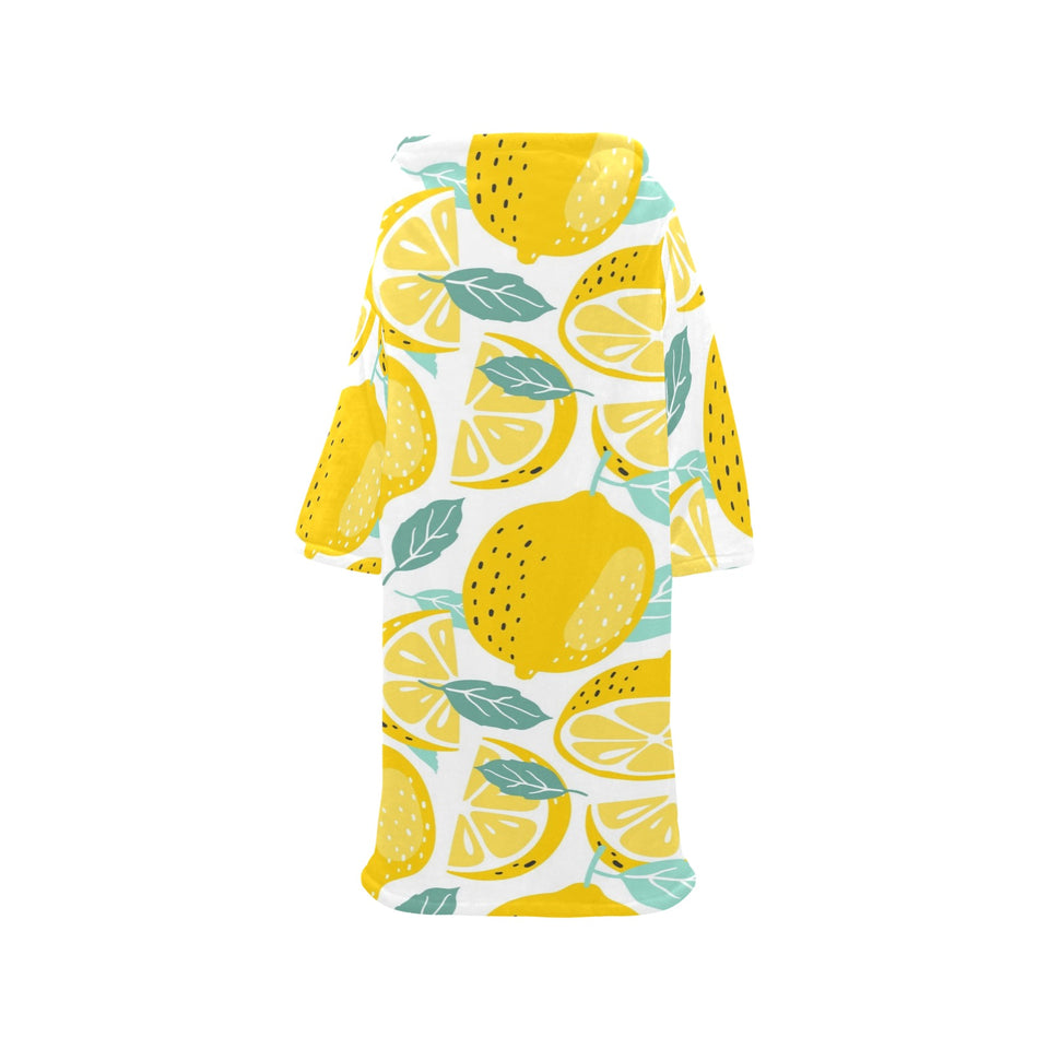 lemon design pattern Blanket Robe with Sleeves