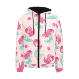 Cute little mermaid pattern Men's Padded Hooded Jacket