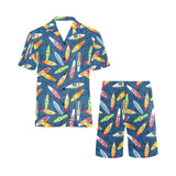 Surfboard Pattern Print Design 01 Men's V-Neck Short Pajama Set