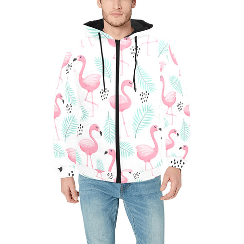 Cute flamingo pattern Men's Padded Hooded Jacket