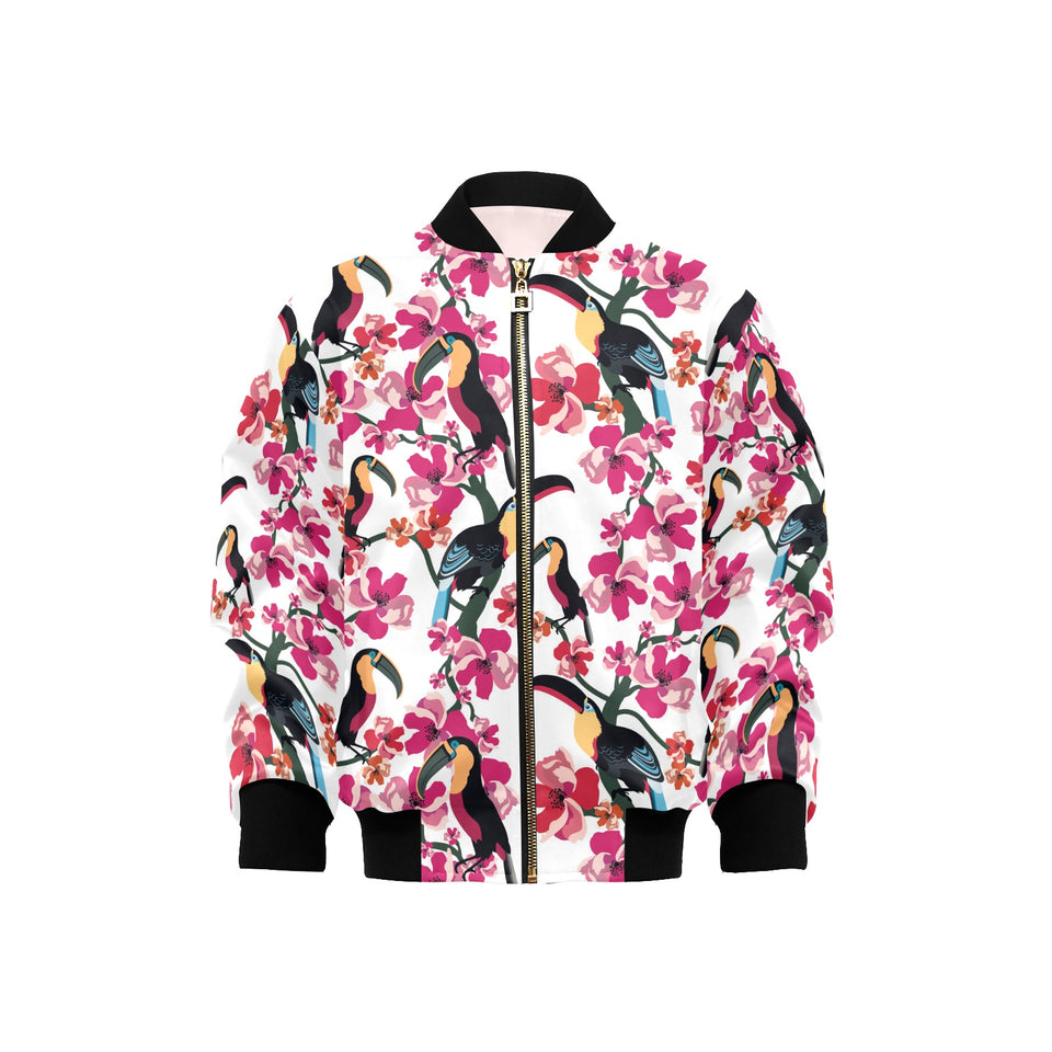 Toucan flower design pattern Kids' Boys' Girls' Bomber Jacket