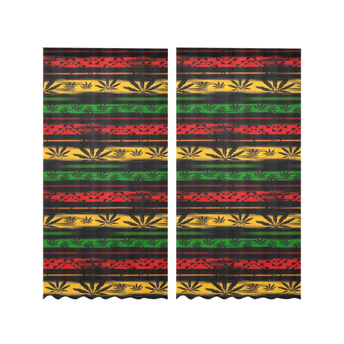 Canabis Marijuana Weed Pattern Print Design 04 Gauze Curtain