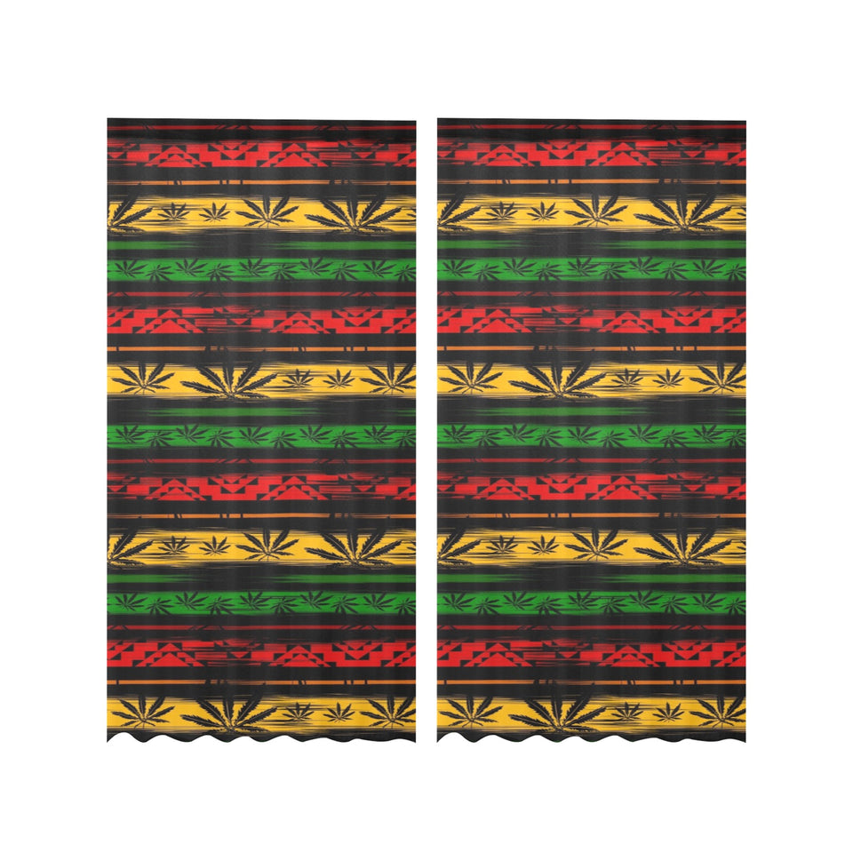 Canabis Marijuana Weed Pattern Print Design 04 Gauze Curtain