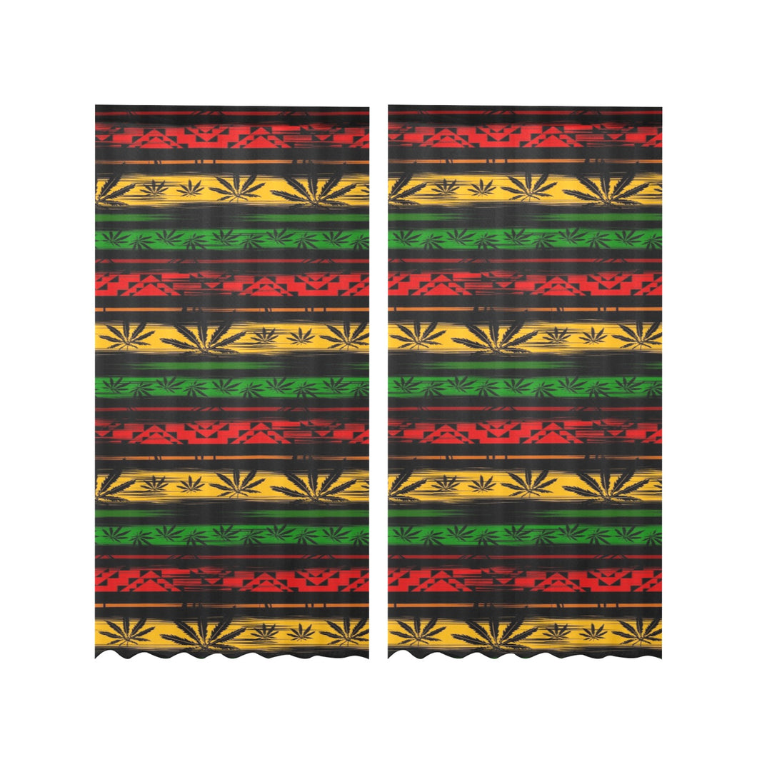 Canabis Marijuana Weed Pattern Print Design 04 Gauze Curtain