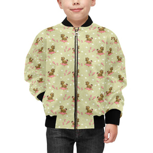 Yorkshire Terrier Pattern Print Design 01 Kids' Boys' Girls' Bomber Jacket