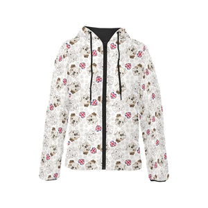 English Bulldog Pattern Print Design 01 Women's Padded Hooded Jacket