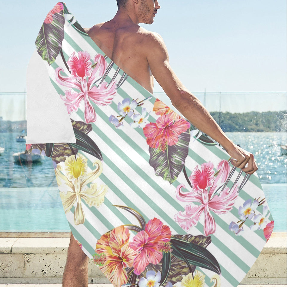 Colorful orchid flower pattern Beach Towel