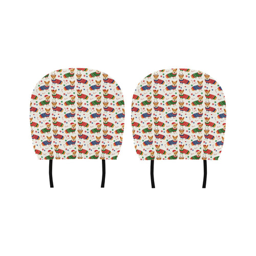 Corgi Christmas Pattern Car Headrest Cover