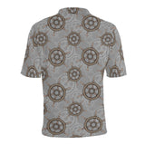 nautical wood steering wheel pattern Men's All Over Print Polo Shirt