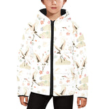 Beautiful Japanese cranes pattern Kids' Boys' Girls' Padded Hooded Jacket