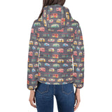 Camper Van Pattern Print Design 02 Women's Padded Hooded Jacket