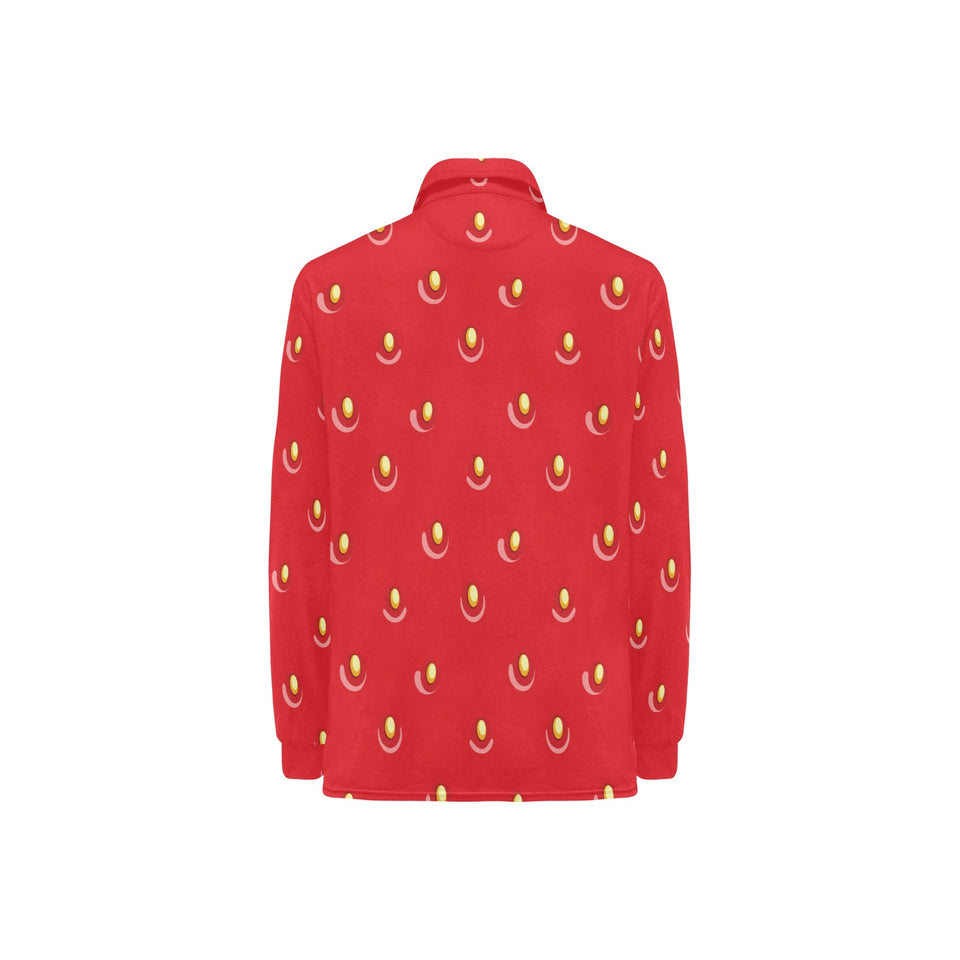 strawberry texture skin pattern Women's Long Sleeve Polo Shirt