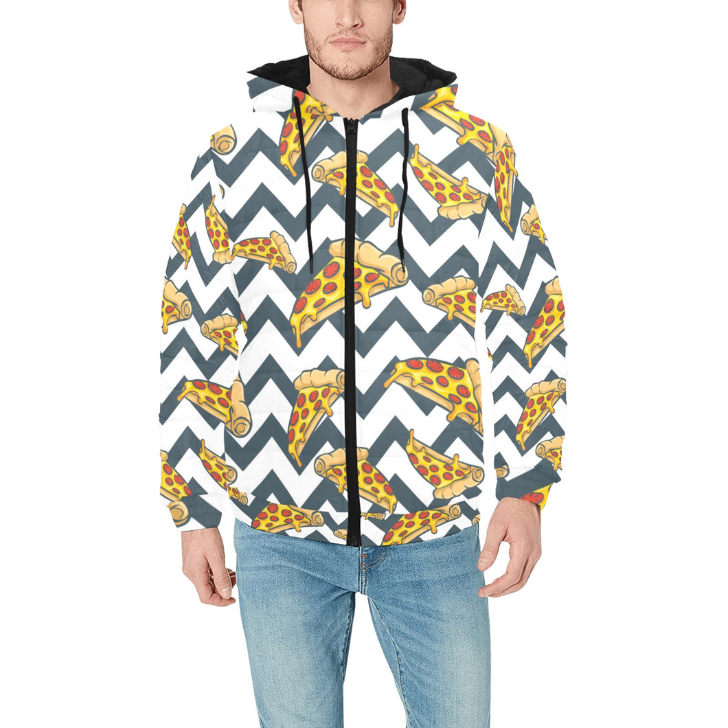 Pizza design pattern Men's Padded Hooded Jacket