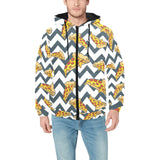 Pizza design pattern Men's Padded Hooded Jacket