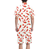 Chili pattern Men's V-Neck Short Pajama Set