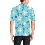 Blue starfish coral reef pattern Men's All Over Print Polo Shirt