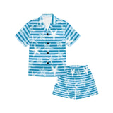 Starfish blue blackground Kids' Boys' Girls' V-Neck Short Pajama Set