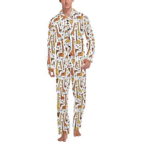 Giraffe Pattern Print Design 04 Men's Long Pajama Set