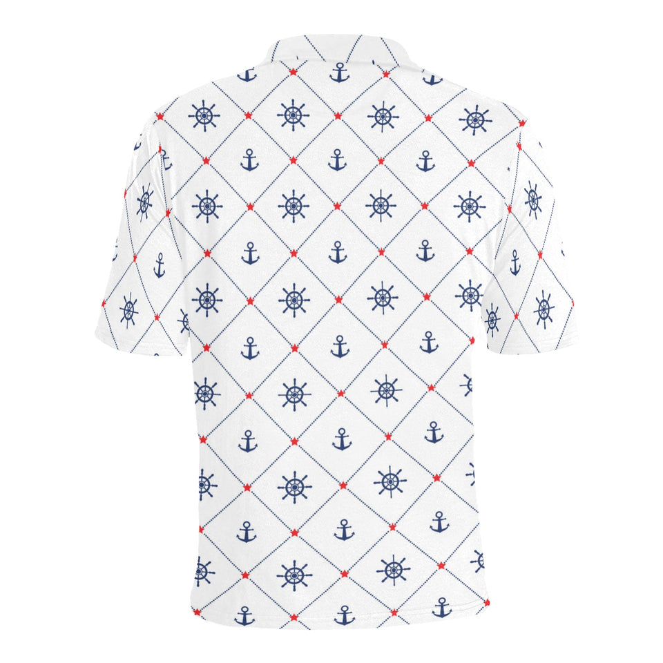 Anchor rudder nautical design pattern Men's All Over Print Polo Shirt